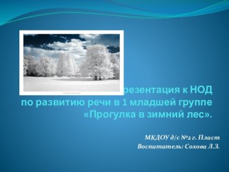 презентация к занятию Прогулка в зимний лес презентация к уроку по развитию речи (младшая группа)