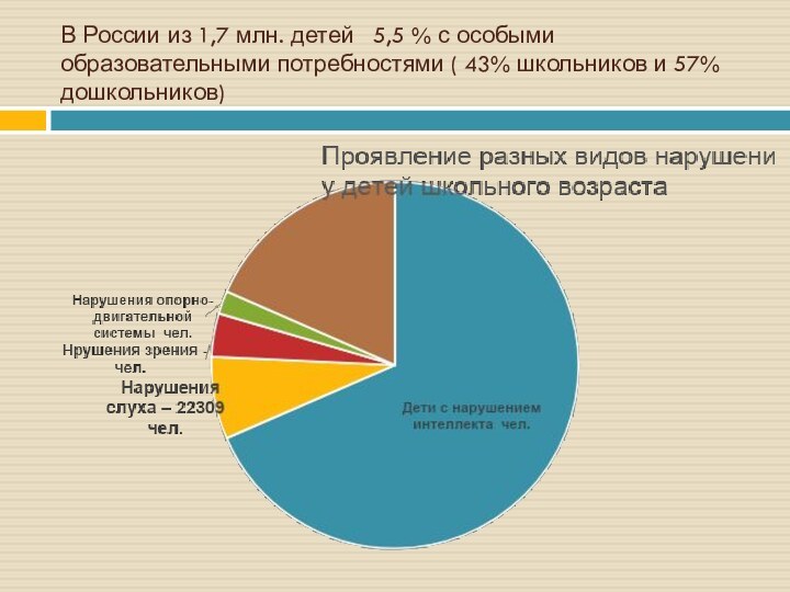 В России из 1,7 млн. детей 5,5 % с особыми образовательными