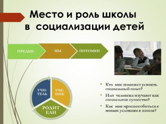 Педсовет Место и роль школы в социализации детей материал