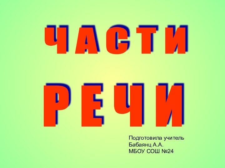 Ч А С Т И Р Е Ч И Подготовила учительБабаянц А.А.МБОУ СОШ №24