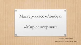 Мастер-класс Лэпбук по теме Мир сенсорики презентация к уроку (младшая группа)