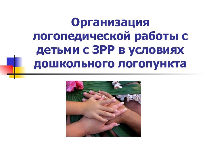 Организация логопедической работы с детьми с ЗРР в условиях дошкольного логопункта