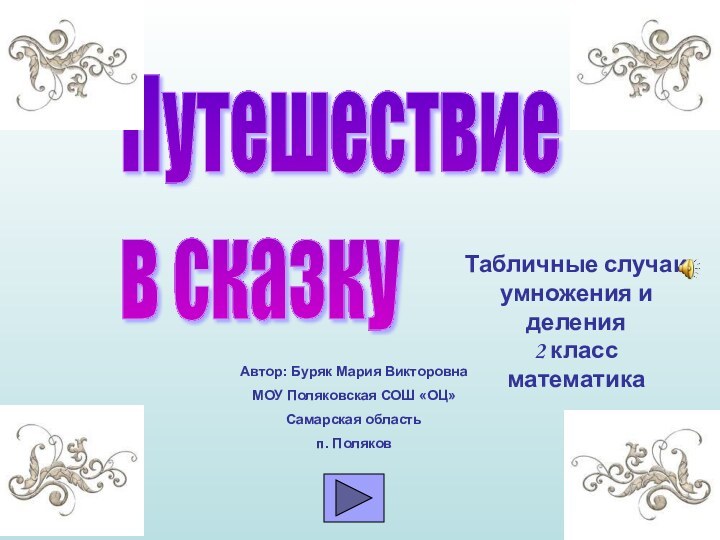 Автор: Буряк Мария ВикторовнаМОУ Поляковская СОШ «ОЦ»Самарская областьп. Поляков Путешествие  в