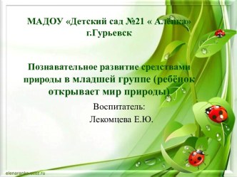 Познавательное развитие средствами природы презентация к уроку (младшая группа)
