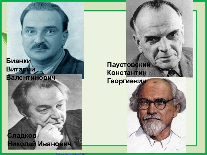 Бианки Виталий Валентинович Паустовский Константин Георгиевич Сладков Николай Иванович