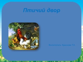 Презентация Птичий двор презентация к уроку по окружающему миру (младшая группа)