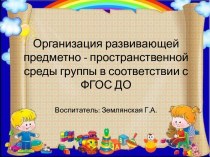 Организация развивающей предметно - пространственной среды группы в соответствии с ФГОС ДО презентация