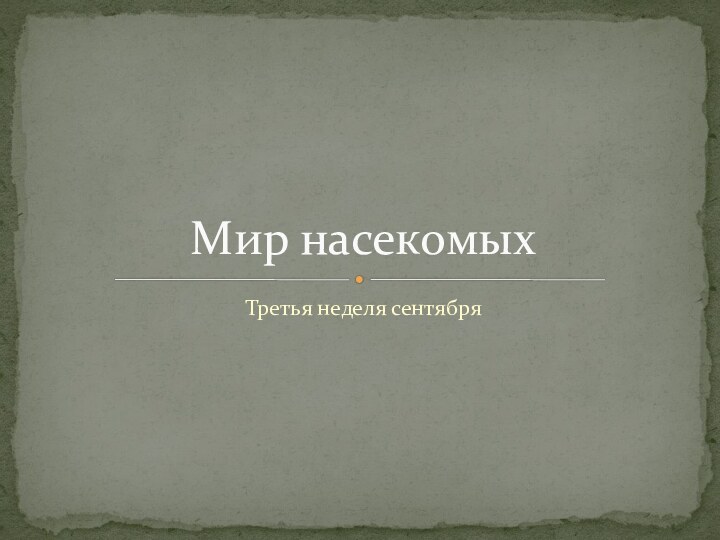 Третья неделя сентябряМир насекомых