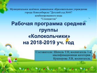 Презентация рабочей программы средней группы Колокольчикина 2018-2019 уч. год презентация к уроку (средняя группа)