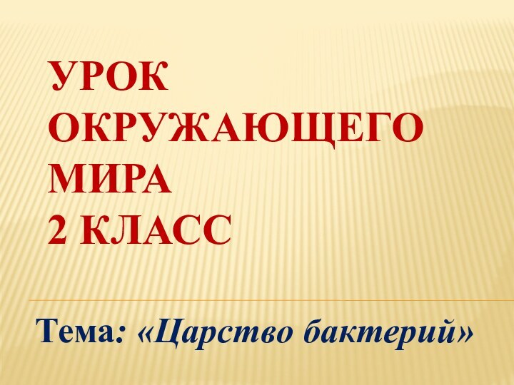 Урок окружающего мира  2 классТема: «Царство бактерий»