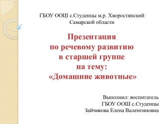 Презентация по речевому развитию в старшей группе : Домашние животные презентация к уроку по развитию речи (старшая группа) по теме