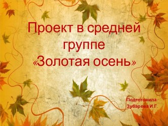 Проект в средней группе  Золотая осень проект (средняя группа)