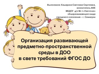 Организация развивающей предметно-пространственной среды в ДОУ консультация