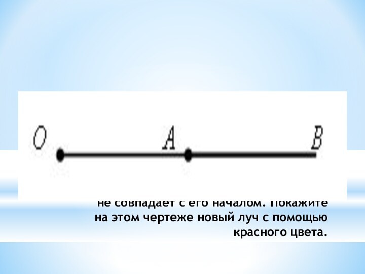 Отметьте на этом луче точку, которая не совпадает с его началом. Покажите