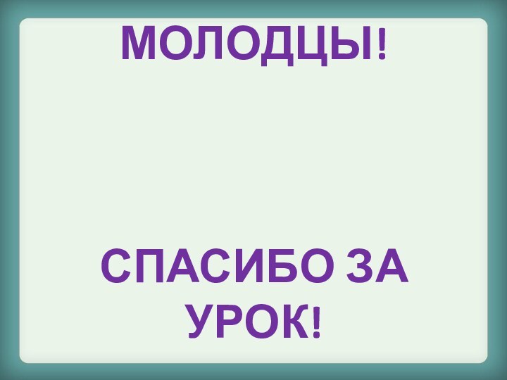 МОЛОДЦЫ!    СПАСИБО ЗА УРОК!