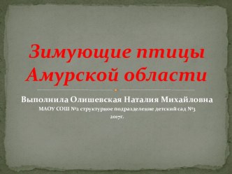 презентация Зимующие птицы Амурской области презентация к уроку по окружающему миру (средняя группа)