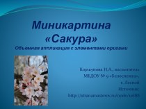 Презентация миникартины Сакура, объемная аппликация с элементами оригами презентация к занятию по аппликации, лепке (старшая группа) по теме