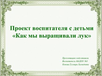 Как мы выращивали лук презентация к уроку (средняя группа)