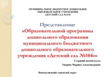 Представление образовательной программы ДО МБ ДОУ Детский сад № 104 презентация