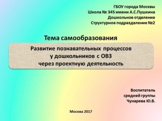 Развитие познавательных процессов у дошкольников с ОВЗ через проектную деятельность презентация к уроку по аппликации, лепке (средняя группа)