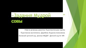 НОД Задания Мудрой Совы методическая разработка по обучению грамоте (подготовительная группа)