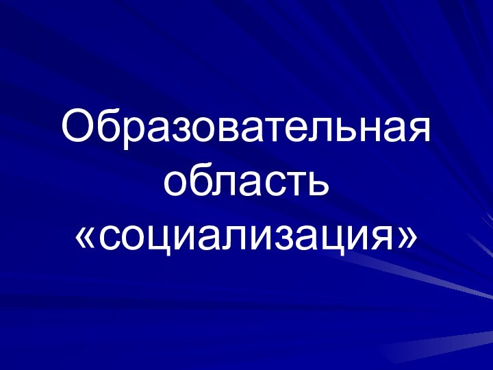 Образовательная область  «социализация»