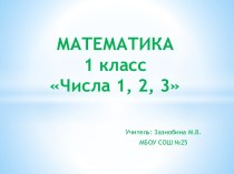 Математика 1 класс Тема: Числа 1, 2, 3. Письмо цифры 1. план-конспект урока по математике (1 класс)