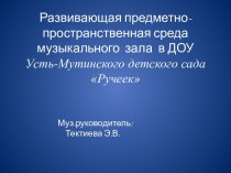 Развивающая предметно- пространственная среда музыкального зала в ДОУ Усть- Мутинский детский сад презентация