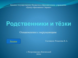 Родственники и тёзки презентация к занятию по окружающему миру (старшая группа)