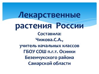 Презентация Лекарственные растения презентация к уроку по окружающему миру