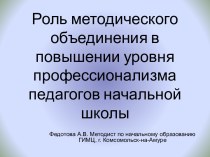 Роль методического объединения в повышении уровня профессионализма педагогов начальной школы