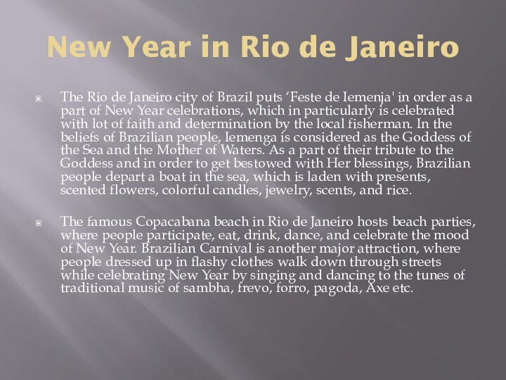 New Year in Rio de JaneiroThe Rio de Janeiro city of Brazil