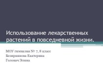 Использование лекарственных растений в повседневной жизни