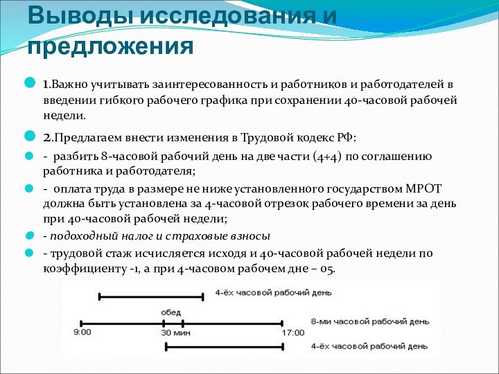 Выводы исследования и предложения 1.Важно учитывать заинтересованность и работников и работодателей в