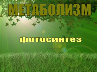 Метаболизм. Фотосинтез