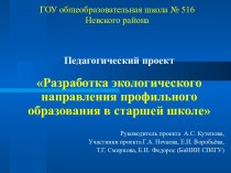 Разработка экологического направления профильного образования в старшей школе