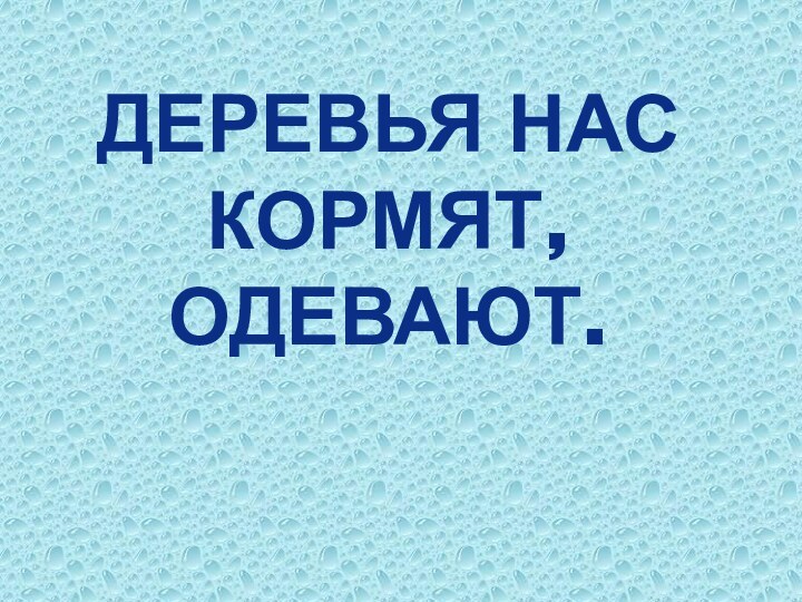 Деревья нас кормят, одевают.