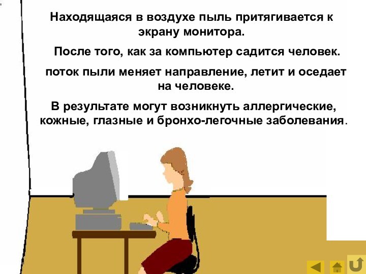 Находящаяся в воздухе пыль притягивается к экрану монитора.После того, как за компьютер