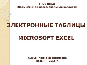 Электронные таблицы Microsoft Excel