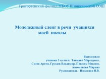 Проект Молодежный сленг в речи учащихся моей школы