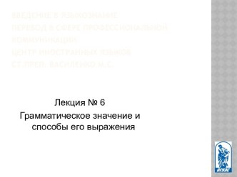 Грамматическое значение и способы его выражения