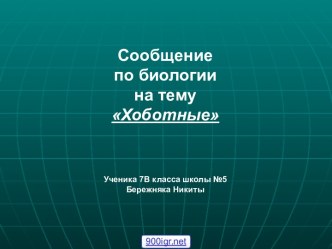 Хоботные по биологии