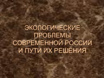 Экологические проблемы современной России и пути их решения