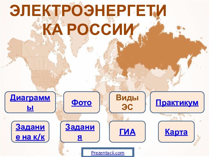 ЭЛЕКТРОЭНЕРГЕТИКА РОССИИДиаграммыФотоВиды ЭС ПрактикумЗадание на к/кЗаданияГИАКартаPrezentacii.com