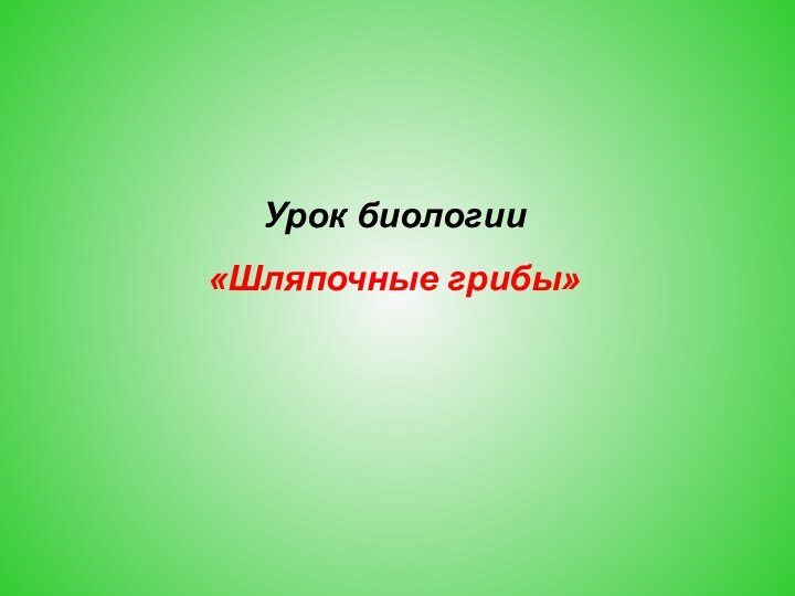 Урок биологии«Шляпочные грибы»