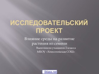 Развитие растения из семени