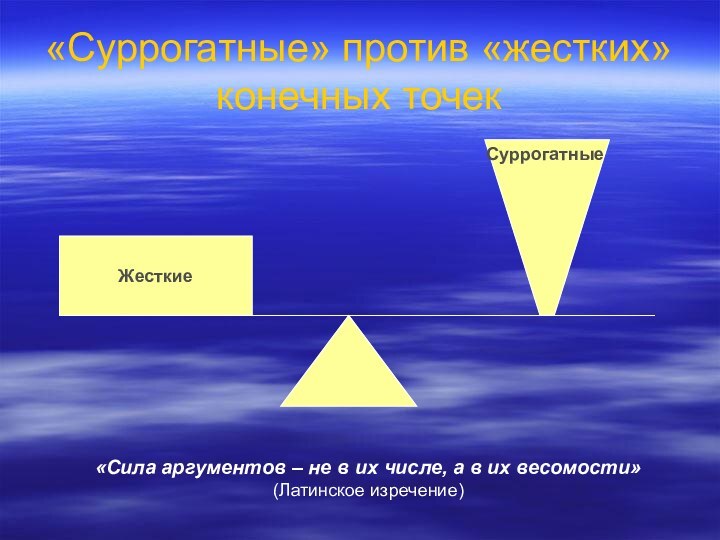 «Суррогатные» против «жестких» конечных точекЖесткие Суррогатные«Сила аргументов – не в их числе,