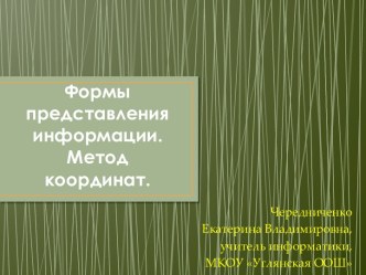 Формы представления информации. Метод координат