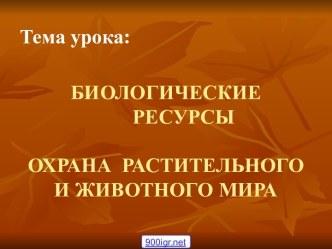 Биологические ресурсы