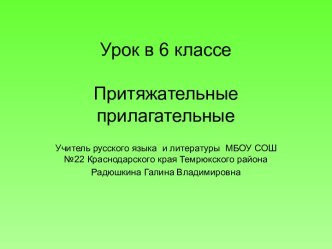 Притяжательные прилагательные 6 класс